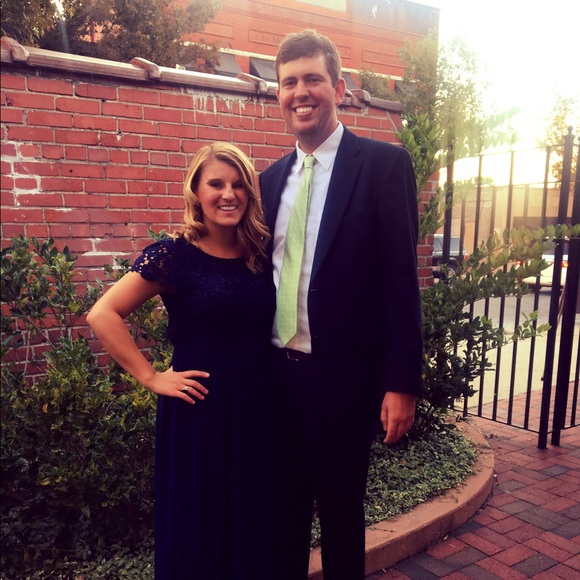 Navy Blue Lace Maxi Dress Size Small - Picture 1 of 3